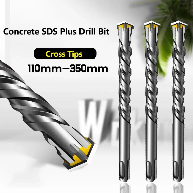 Concrete SDS Plus Drill Bit Mason Cross Tips 4 Cutters for Concrete 500mm Wall Brick Block Electric Hammer Masonry Drilling Bits