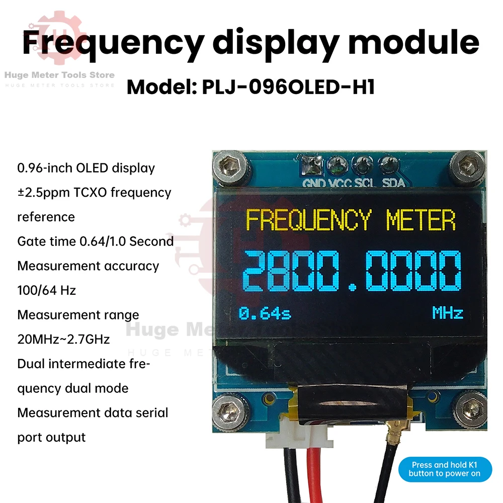 Modulo di visualizzazione della frequenza OLED DC 8-10V da 0,96 pollici Contatore di frequenza da 20 MHz-2,7 GHz con misuratore di frequenza del segnale digitale RF - immagine 5