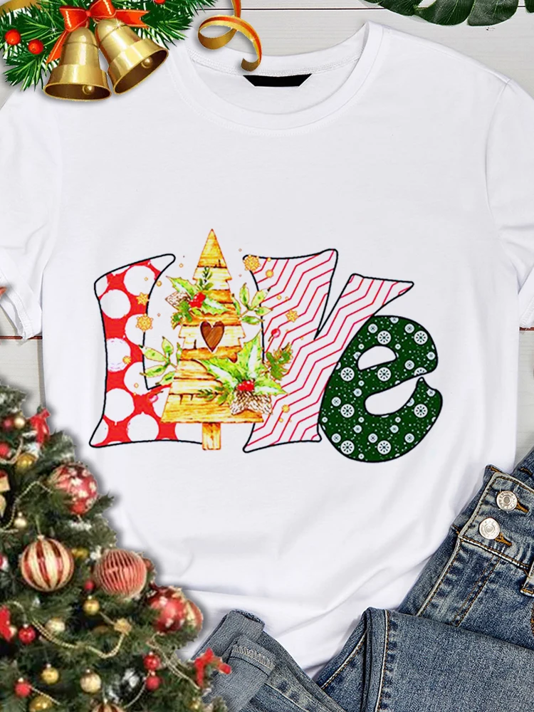 

Women T-shirt Merry Christmas Print Kawaii T Shirt Female Clothing Oversized Summer Funny Cute Short Sleeve T Casual T-shirts