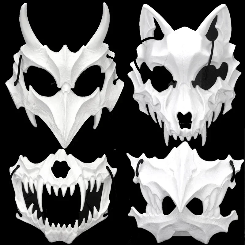 Halloween Party Skull Mask Long Teeth Demon Skeleton Half Face Mask Wolf Mask Cosplay Halloween Costume Props mask terror