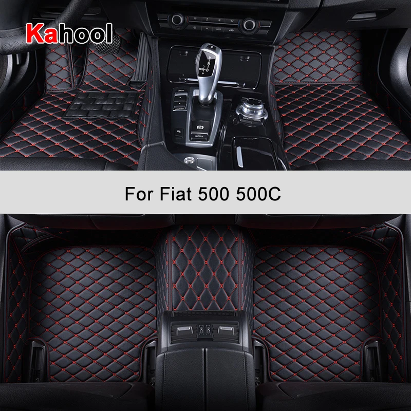

KAHOOL Custom Car Floor Mats For Fiat 500 500C Auto Accessories Foot Carpe