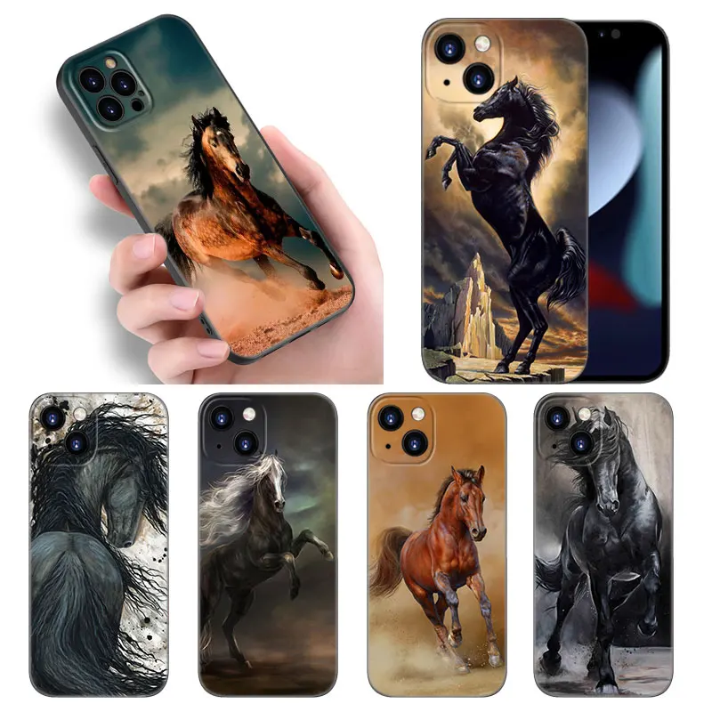 Чехол для телефона Running Horse для Apple iPhone 12 13 Mini 11 14 Pro XS Max 5S 6 6S 7 8 Plus X XR SE 2020 2022, Черный силиконовый чехол Чехол для телефона Running Horse для Apple iPhone 12 13 Mini 11 14 Pro XS Max 5S 6 6S 7 8 Plus X XR SE 2020 2022, Черный силиконовый чехол