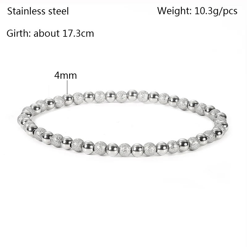 Metal Stainless Steel Waterproof Jewelry Women's High Quality 18K Gold Charm Sand Ball Shiny Beads Mixed Color Elastic Bracelets 5