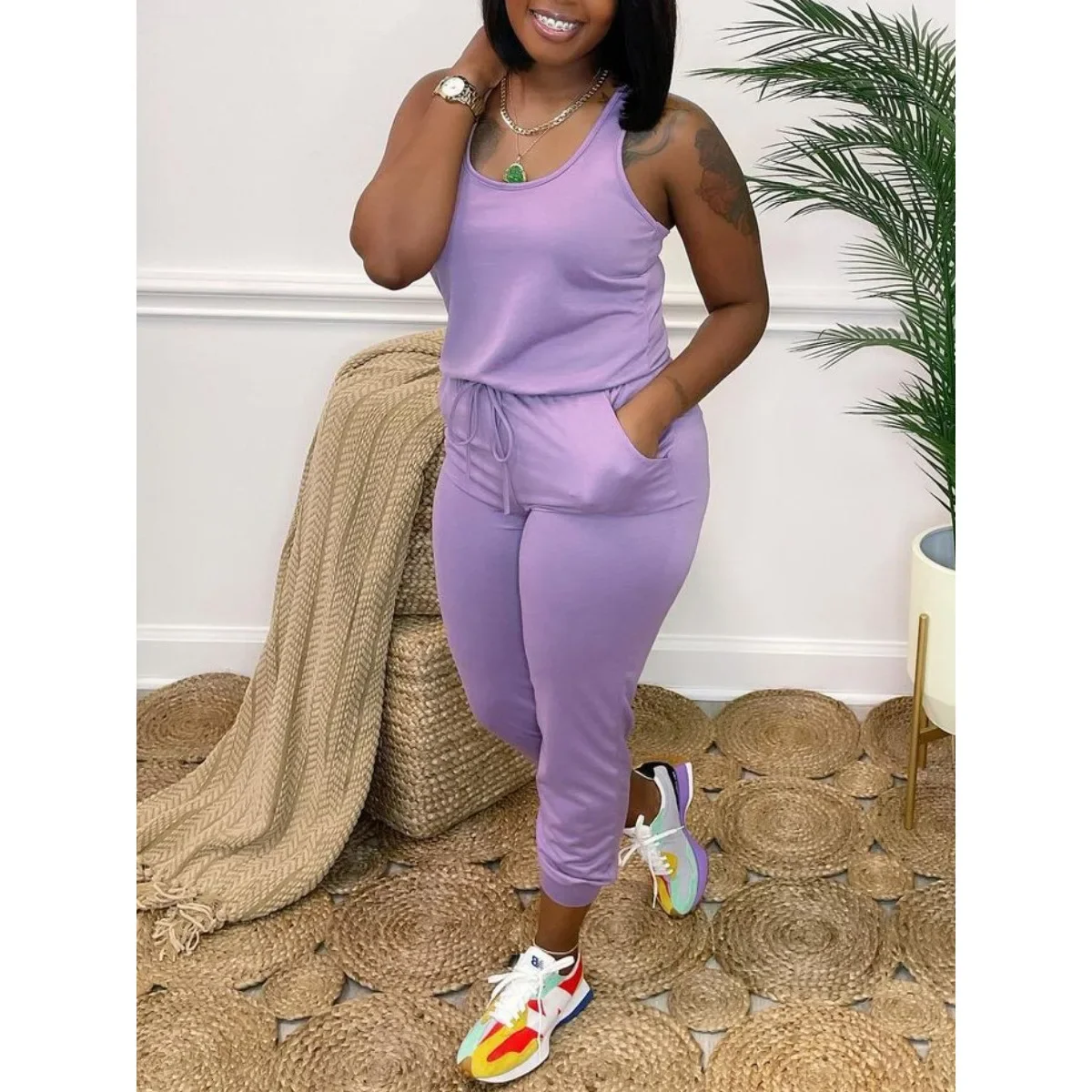 Women Jumpsuit Sleevesless Slim Fit Solid Color Pencil Pants Romper High Streetwear Casual Sport Jumpsuits 2023 bodysuit 3