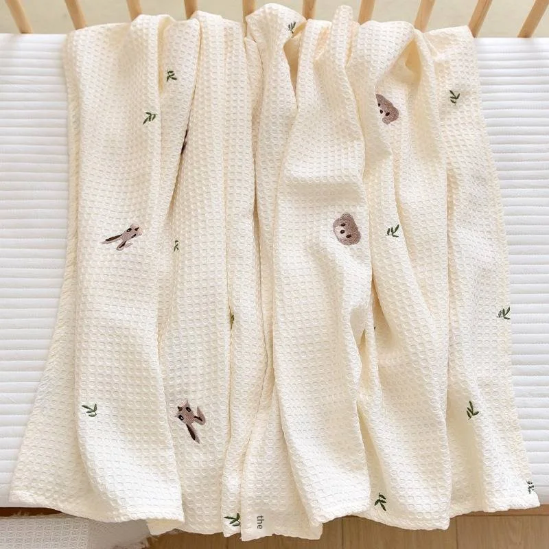 Baby Blanket Children Summer Waffle Bamboo Fiber Cold Silk Blanket Kindergarten Baby Lunch Break Summer Blanket 2