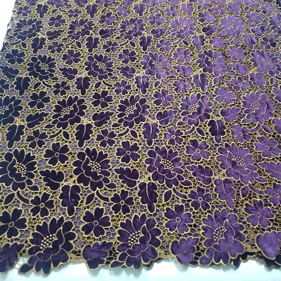 Factory Offers Latest Delicate Best Quality Soft Embroidered Velvet lace fabric For Party Evening Dress U_Ge5898 U_GE5398