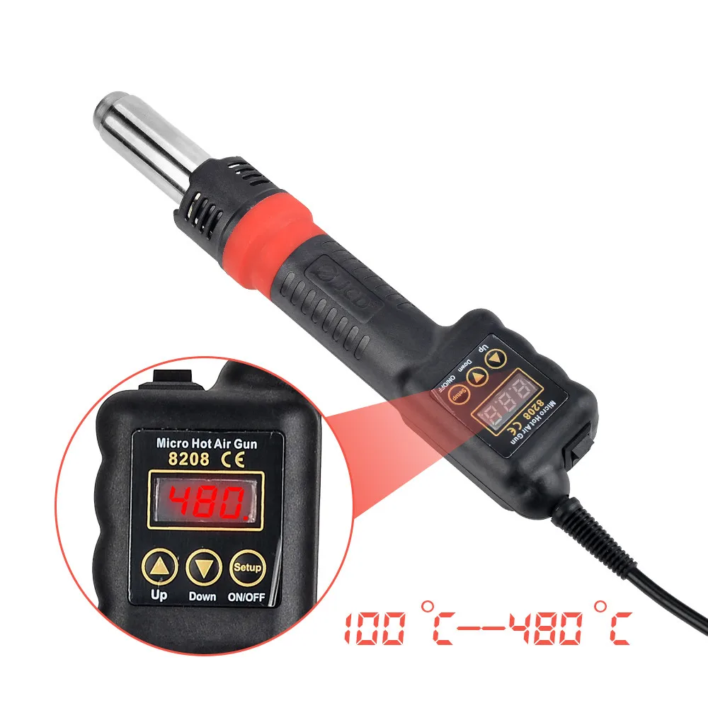 QHTITEC 8208 Kit Micro Heat Gun Rework Soldering Air Station LCD Digital Hair Dryer 220V 110V For BGA SMD Hot Air Soldering Tool 3