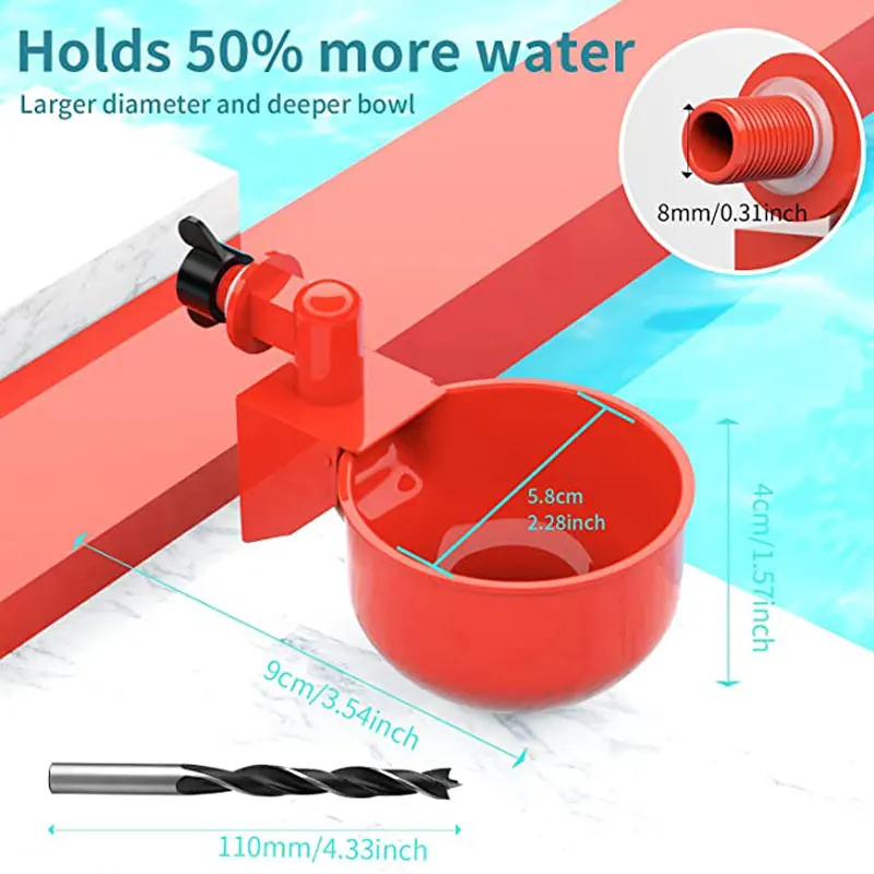 Chicken Water Feeder Automatic Filling Waterer Poultry Drinking Bowl For Chick Ducks Birds Turkeys Etc 12pcs Large Cups poultry drinking cups poultry water dispenser poultry feeder animal drinking bowl poultry waterer