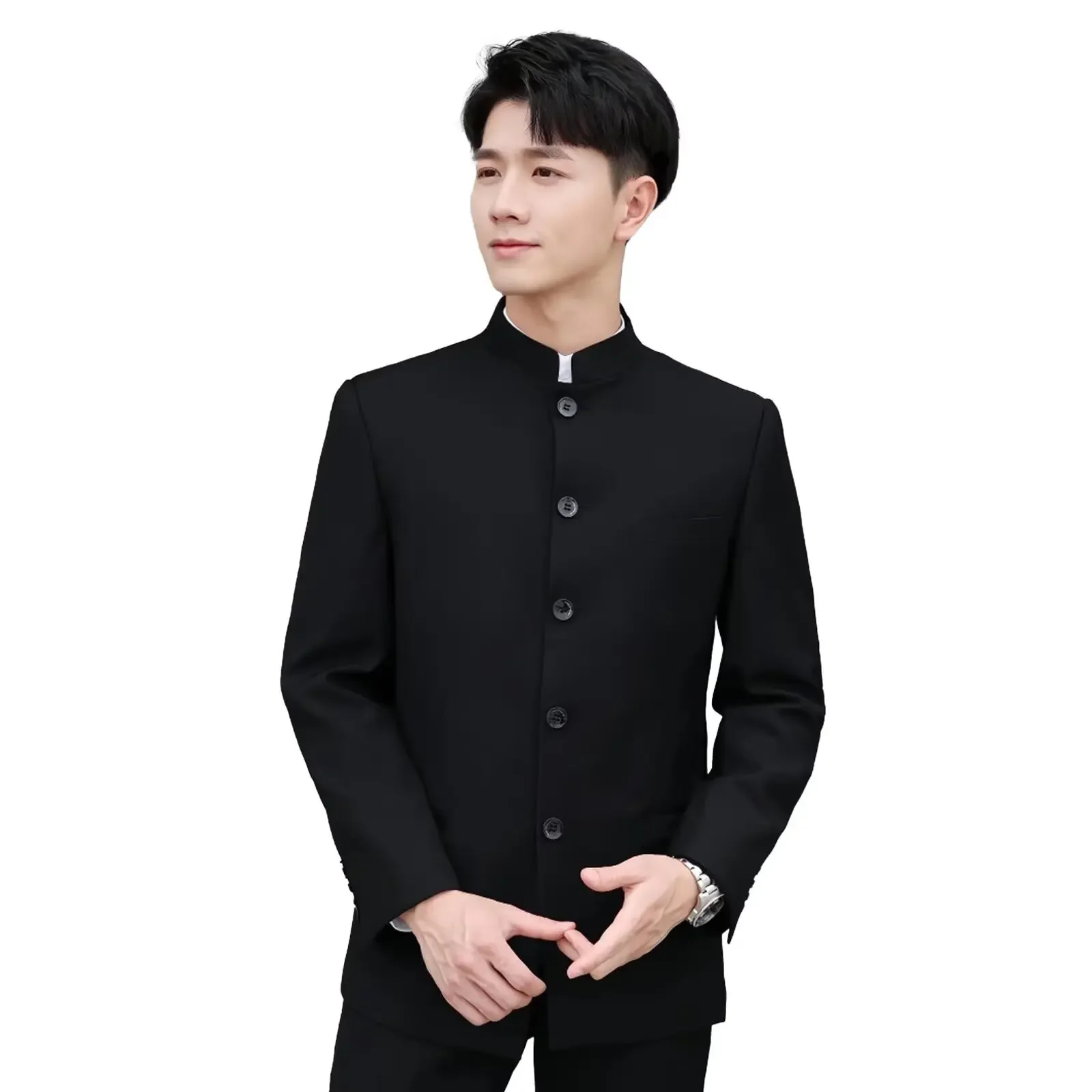 Vintage Slim Fit Men's Suit Jacket Casual Style Chinese National Youth Zhongshan Coat Student Uniform For Performance mens blazer