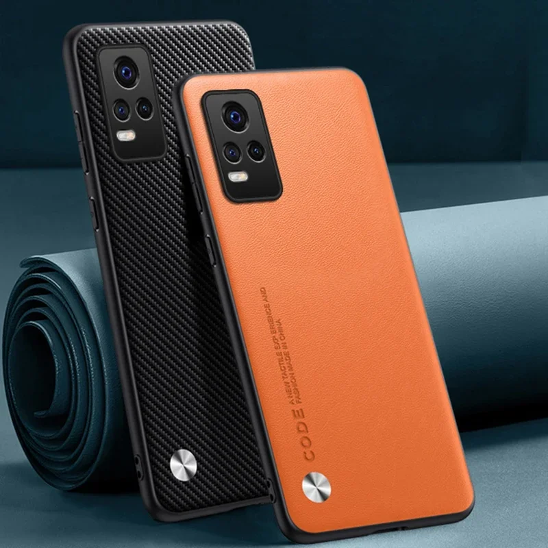 Luxury Matte PU Leather Shockproof Phone Case - Silicone Protective Cover
