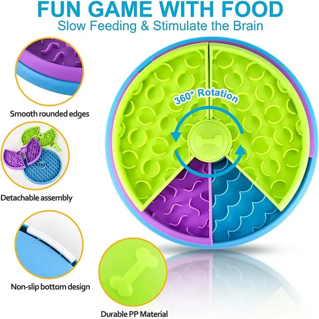 Dog Puzzle Slow Feeder Interactive Dog Puzzle Game 3 Layers Detachable Slow Eating Dog Bowl Anti-anxiety Dog Feeder Bowl 4