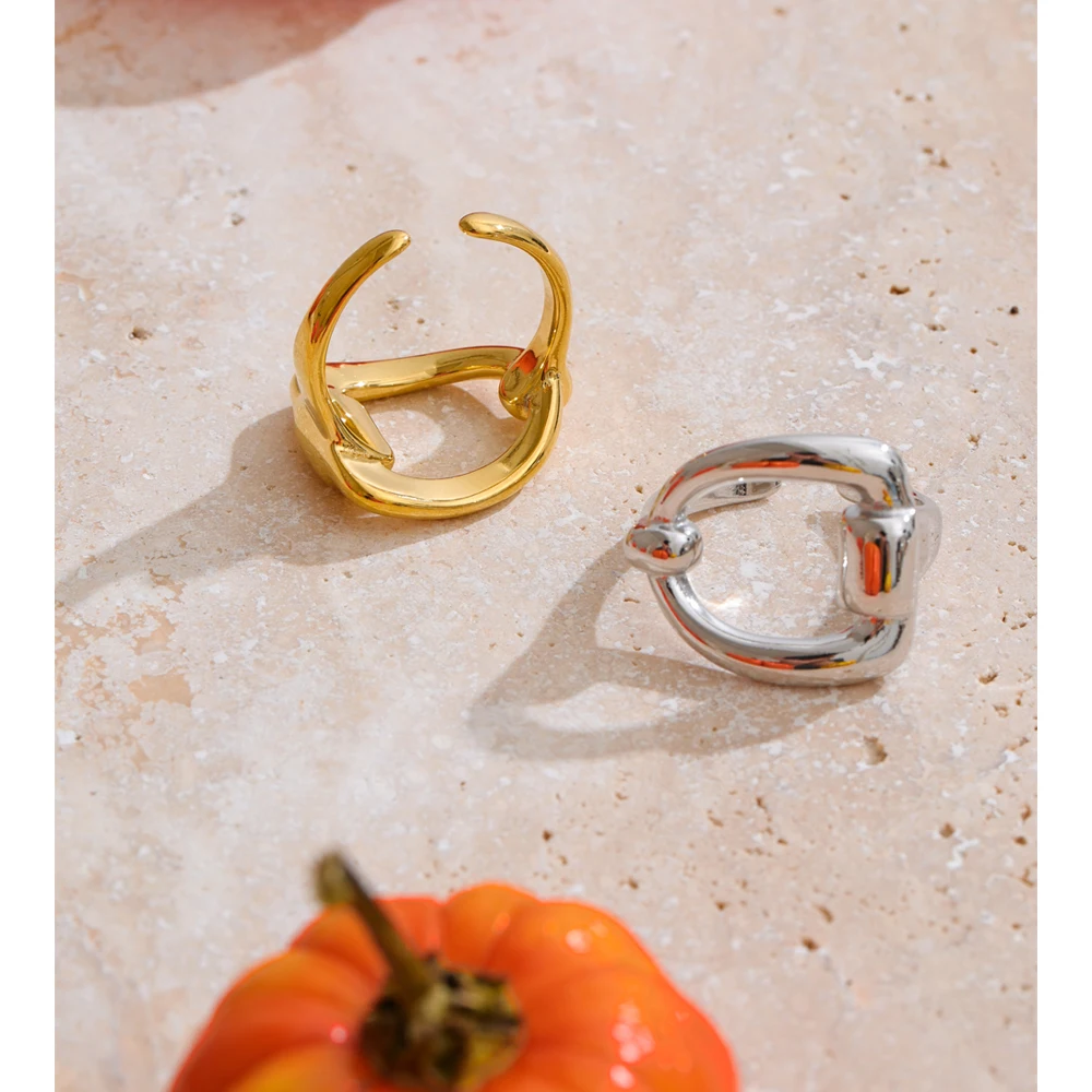 Yhpup Minimalist Stainless Steel Metal Letter D Open Ring