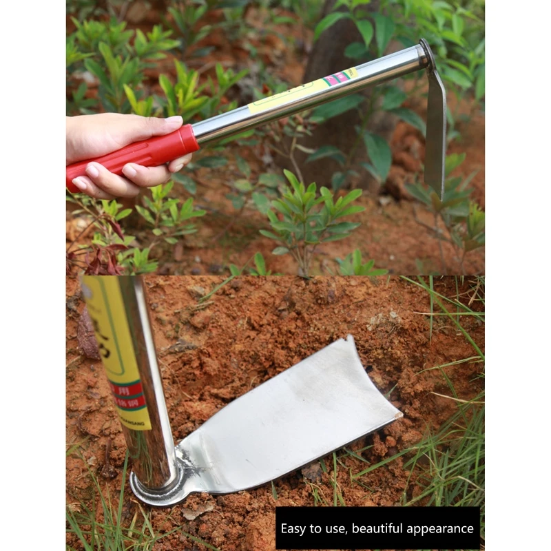 Stainless Steel Hoe 13-inch Handheld Long Handle Draw Hoe For Weeding Rake Planting Vegetables Farming Fishing Farm 2