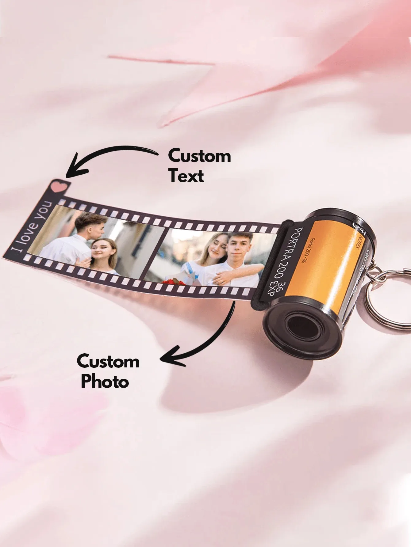 Texto personalizado Film Roll Keychain, Memória da câmera personalizada Keychain, Memorial Gift Jewelry, Dropshipping, 5, 10, 15, 20 Fotos