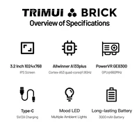 TRIMUI – Console de jeu portable en brique, écran IPS de 3.2 pouces, système Linux, Trimui UI, panneau arrière en métal, clé LED, éclairage gratuit, cadeaux 2
