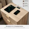23'' Fluted Nightstand Set of 2 with Charging Station, Large 2 Drawer Bedside Table, Modern End Table with Storage, Mid Century 5