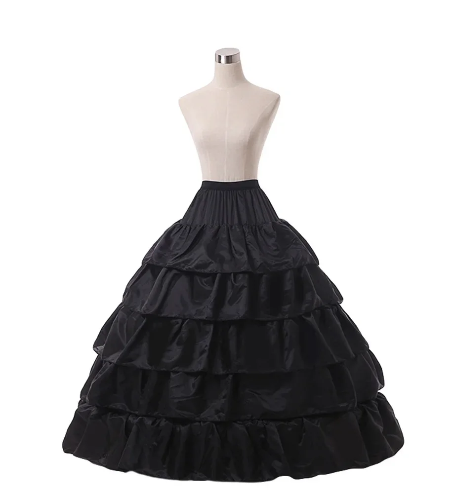 Black Hoop Long Petticoat Crinoline Ball Gown Skirt Underskirt Wedding Accessories Jupon Marriage New