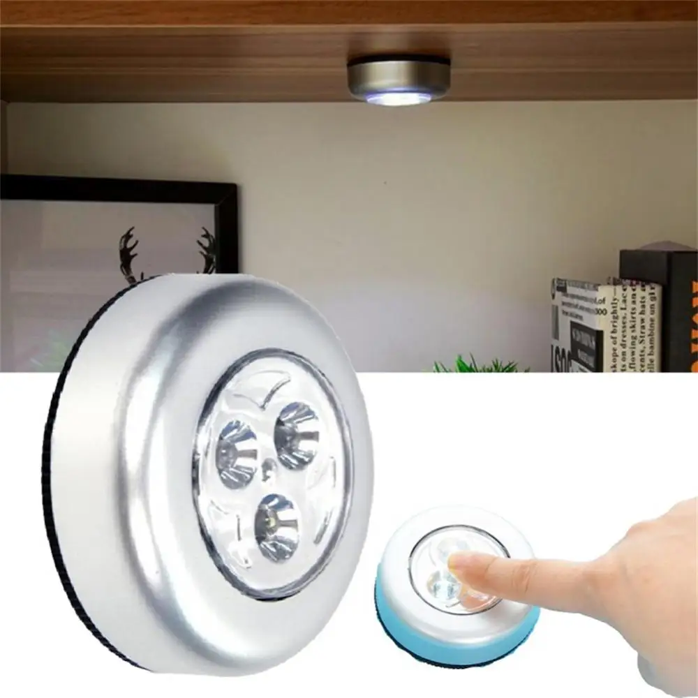 LED Night Light LED Cabinet Light Under Cabinet Light Cabinet Lights LED Cabinet Lights 1/2/3pcs 3 LED Touch Control Night Light Round Lamp Under Cabinet Closet Push Stick On Lamp Home Kitchen Bedroom Automobile Use