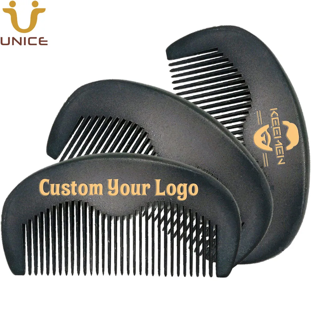 50 PCS New Arrival Men Black Beard Combs Customized LOGO Laser Engraved Wood For Hair Mustache Whisker