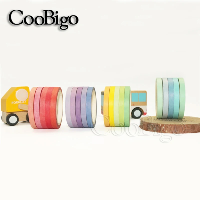 20Rolls Washi Tape Rainbow Adhesive Tape Solid Colors Decorative Masking Tape for Notebook Diary Album Journals DIY 3mm 3
