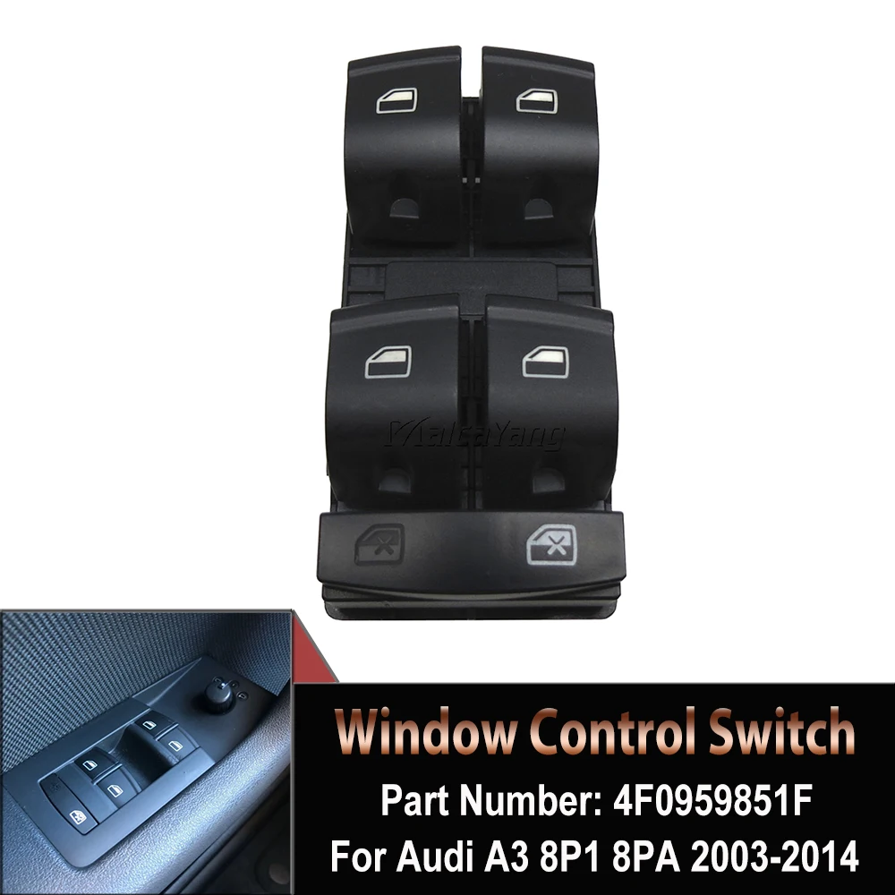 Pannello Di Alimentazione Elettrica Finestra Master Control Tasto Di Interruttore Per Audi A3 A3 Sportback A6 C6 Berlina Q7 4F0 959 851 4F0 959 851A 8