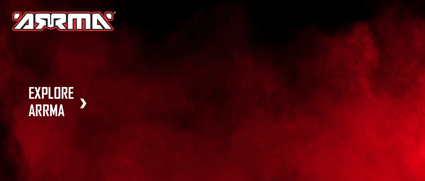 Red and black background with ARRMA RC logo.