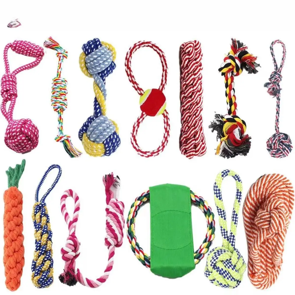 

Dog Toy Teeth Chew Carrot Knot Rope Ball Braided Cotton Rope Interactive Toys Training Durable Bite Resistant Puppy Pet Supplies