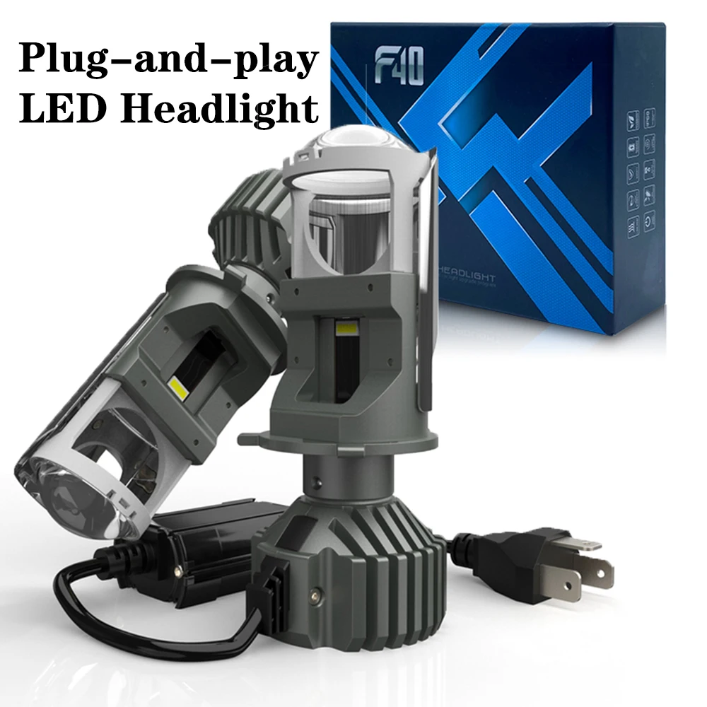 

H4 Led Lens F40 H4 LED Mini Projector Lens 100W Bright Headlight Bulb 6000k White Lamp Car Headlamp Hi-Lo Beam Light Auto light