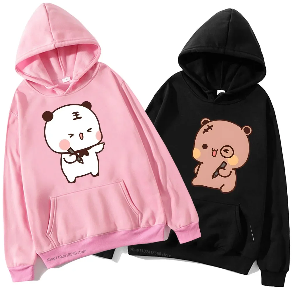 

DuDu and BuBu Playing with Colors Hoodies for Women Cute Kawaii Panda Bear Sweatshirts Couple Clothes Men Casual Girls Pullover