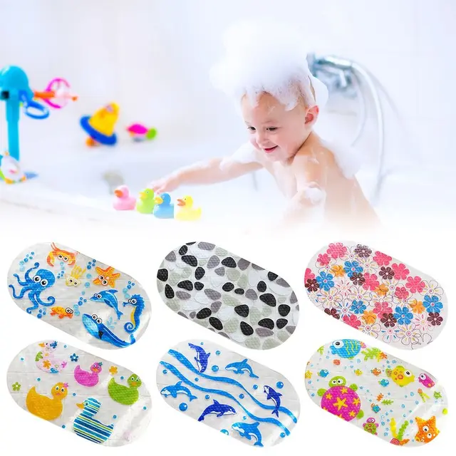 Polymères de bain coordonnants en PVC pour enfants, doux, dessin animé, sécurité coordonnante avec ventouse, polymères de douche, tapis de baignoire de massage, coussin 3