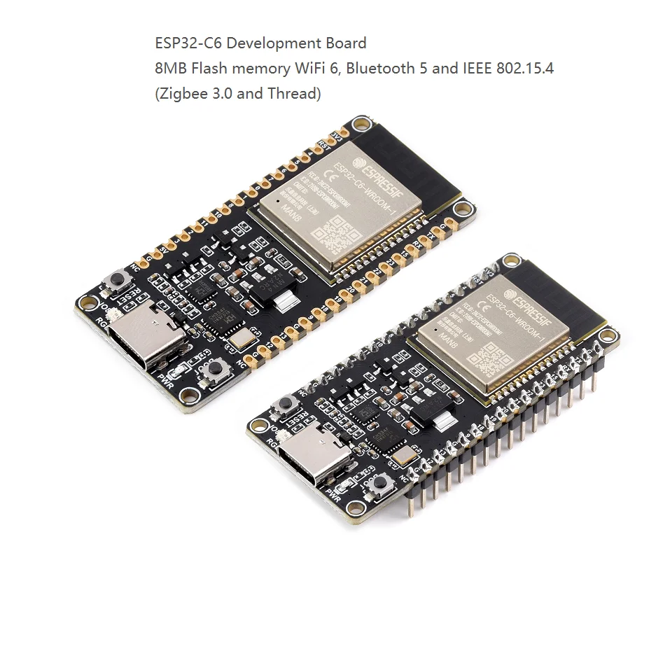 

ESP32-C6 Development Board WiFi6 Bluetooth5 Zigbee Thread 160MHz Single Core Processor ESP32-C6-WROOM-1-N8 Module