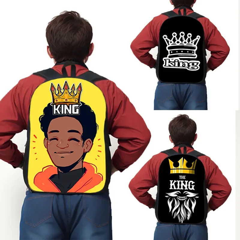 

Молодежный Черный рюкзак с надписью King, детские школьные ранцы, Подростковая сумка для книг для мальчиков и подростков, мужской рюкзак, дорожные рюкзаки в стиле хип-хоп