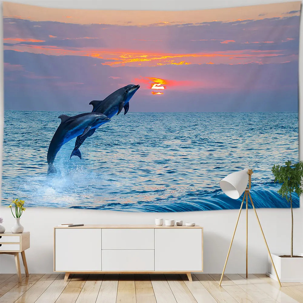 

Underwater World 3D Animal Coral Tapestry Polyester Fabric Room Decoration Wall Bedroom