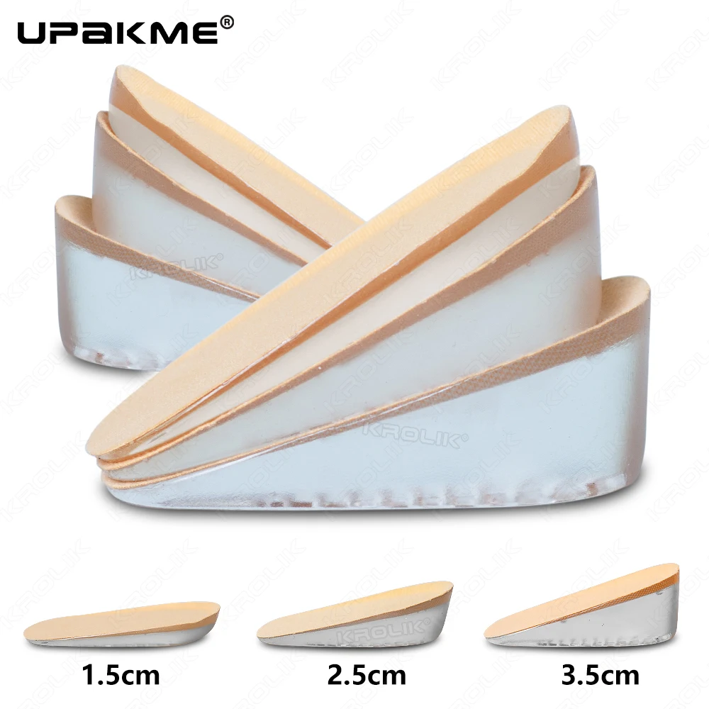 1.5CM-3.5CM Invisible Height Increase Insoles Gel Heel Lifting Inserts Transparent Elastic Shoe Inserts & Foot Care Protector