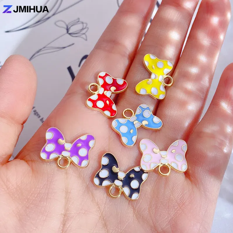 

15pcs Spotted Bowknot Charms Pendants Enamel Charm For Jewelry Making Supplies Earrings Bracelets DIY Handmade Accessories