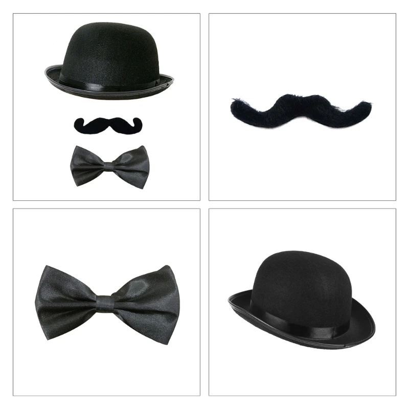 

Cosplay Magician Hat Faux Moustache Bowtie for Women Men Halloween Performance Dropship
