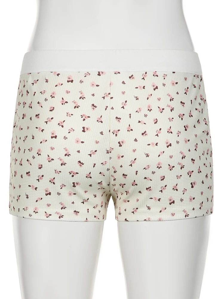IAMSURE Sweet Sexy Cute Floral Shorts French Style Casual Slim Low-Waisted Shorts Women 2024 Summer Fashion Ladies Streetwear