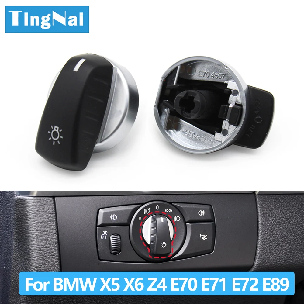 LHD For BMW X5 E70 2008 2009 2010 2011 2012 2013 X6 E71 2009-2014 Car ABS Chrome Interior Headlight Switch Button Cover Trim - 34