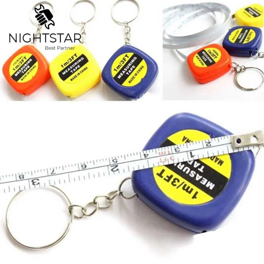 2pcs 1M Measure Pull Ruler Style Mini Keychain Key Ring Easy Retractable Tape Retractable Tape Measure /Color Random tape measure measuring tape
