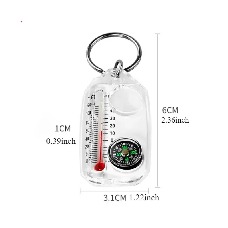 Description Picture 3 of item2pcs Three In One Compass Thermometer Keychains Mini Portable Precise Accurate Mountain Outdoor Camping Travel Adventure Tools