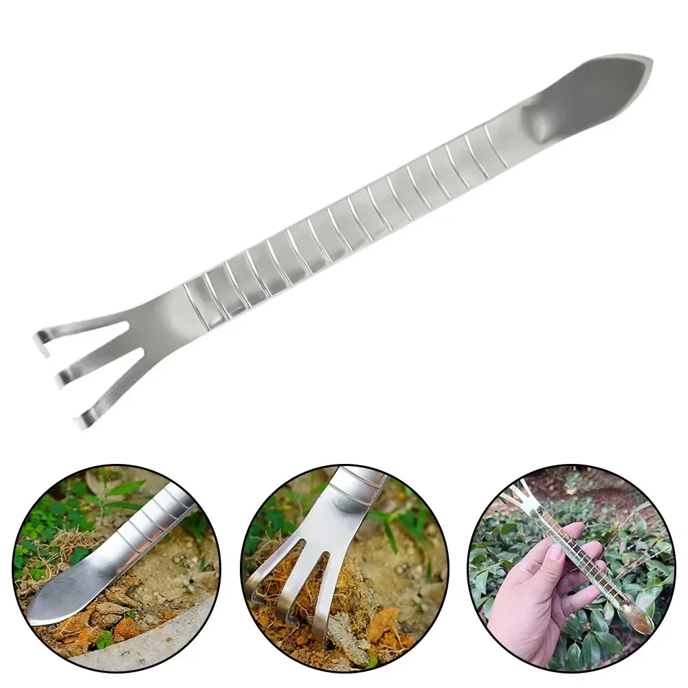 1pc Hand Rake Bonsai Tool Stainless Steel Three-prong For Miniature Garden Potting Transplanting Nurturing