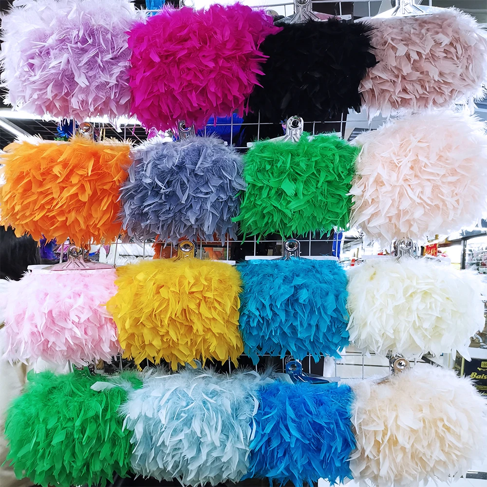 

10 Meters Natural Turkey Feathers Trims Fringe Height 10-15cm Wedding Clothing Dress Decoration DIY Feather Ribbon Sewing Crafts