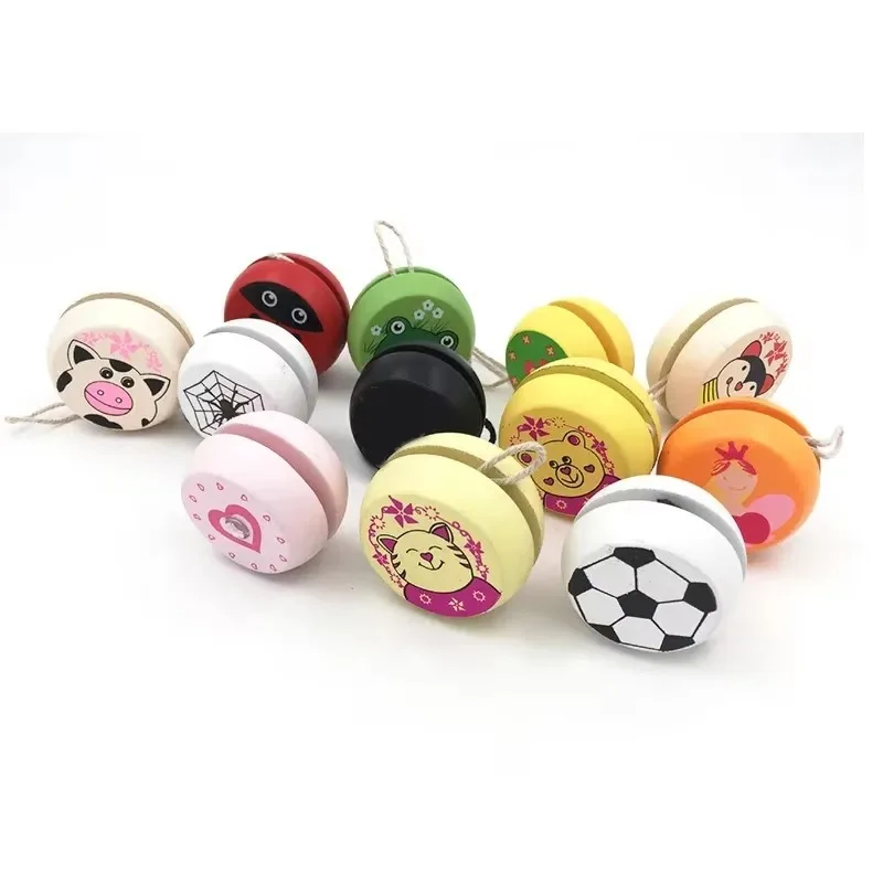 Children Yoyo Ball Cartoon Animal Prints Wooden Yoyo Toys Ladybug Toys Kids Yo-Yo Creative Yo Yo For Children Funny Gift