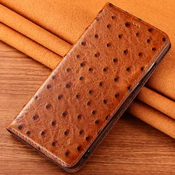 OstrichPoint Genuine Leather Flip Wallet Case Cover - Galaxy S21 UItra (Brown)