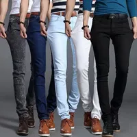 Men Denim Jeans Cotton Stretch Daily Slim Denim Pants Classic Daily All Seasons Light Blue Black Color Male Pencil Pants 1