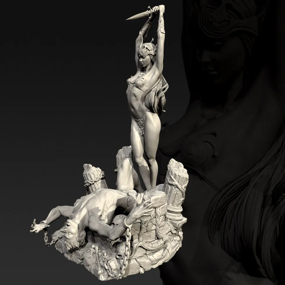 전체 높이 85mm 100mm 125mm 레진 모델 키트(마녀) 무색 자가 조립(3D 프린팅) TD-7703/3D