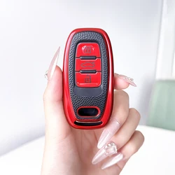 Premium Auto Keyless Protector Holder - Car Key Case Cover with Chain Ring Accessories (Red cover)