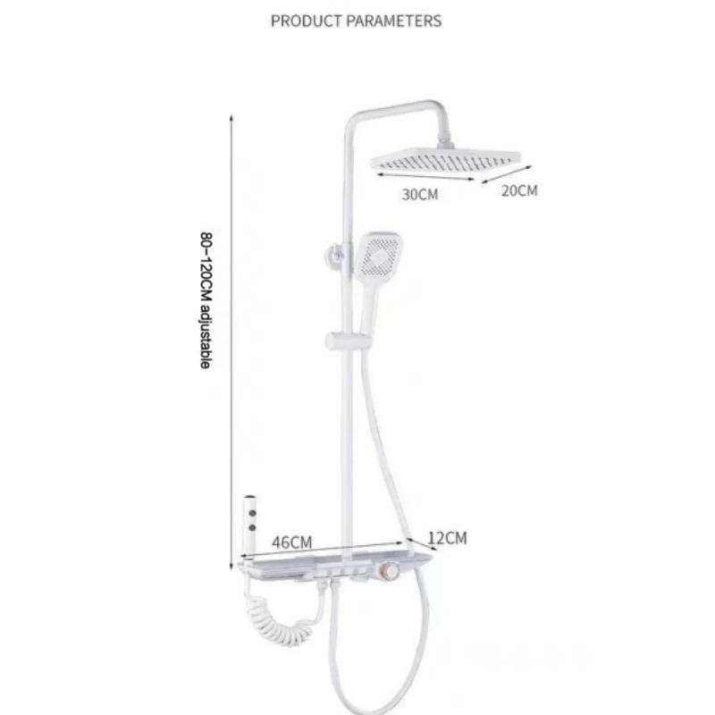 Upgrade White Hot Cold Bathroom Shower Set with LED Display Piano Keys Bath Shower Rain Shower Faucet Bathroom Accessories Brass 6