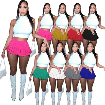 2024 Fashion Summer Women's Mini Pleated Skirts Sexy Club Y2k Accessories Plaid High Waist Stretchy Tennis Skater A-line Outfits 1