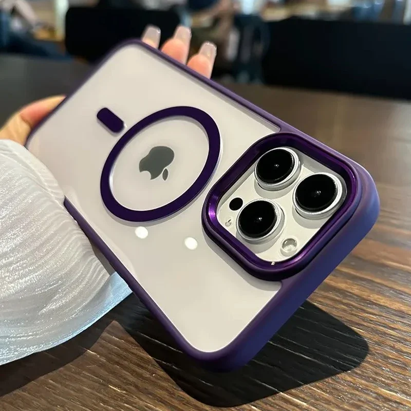 Magnetic Luxury Clear Armor Case with Wireless Charging Compatibility & Shockproof Bumper